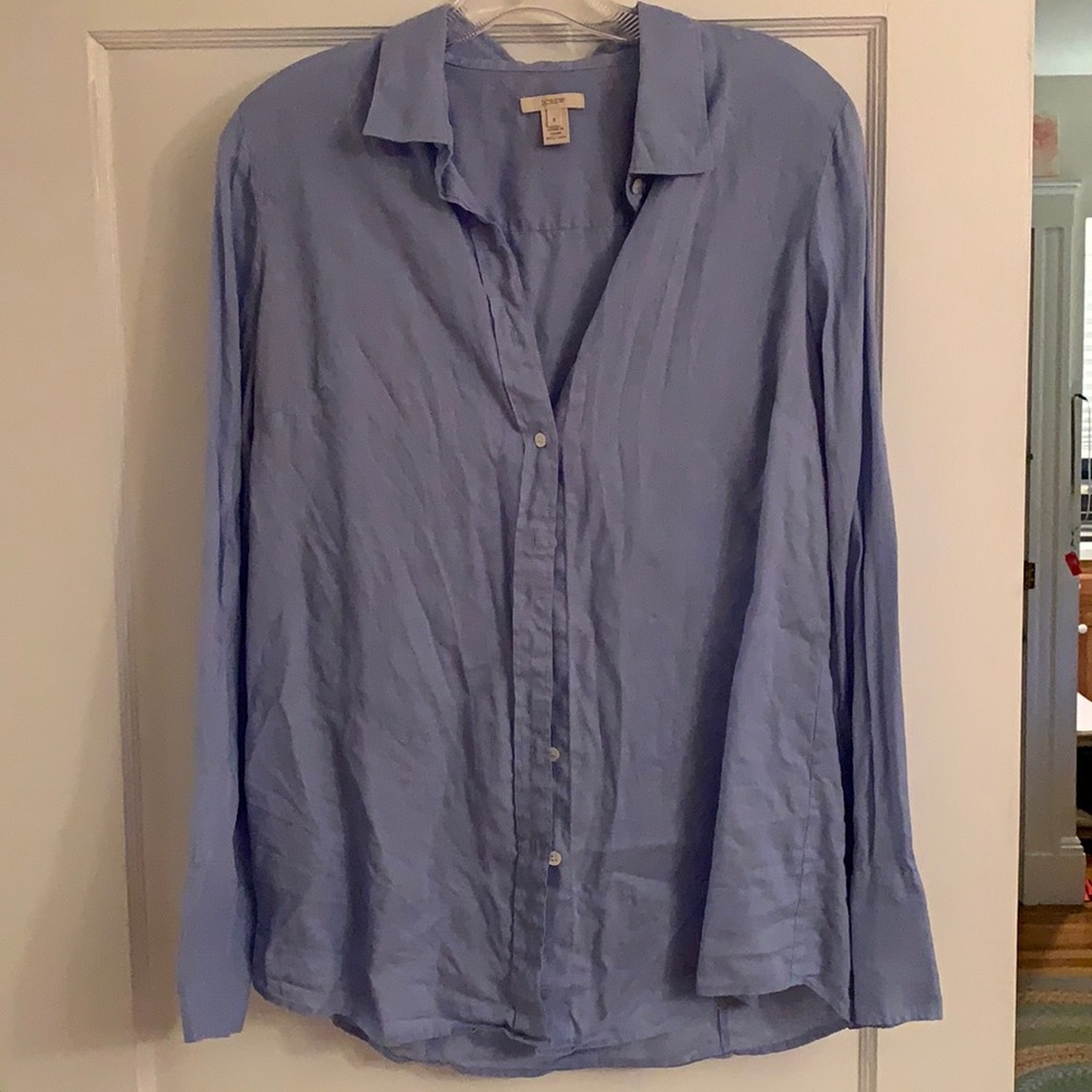 J. Crew blue linen blouse size 8. Excellent!